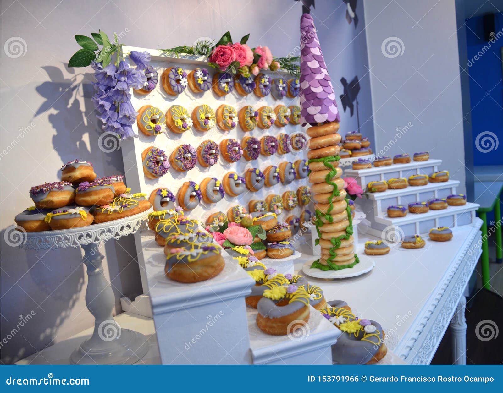 rapunzel inspired doughnut birthday cake